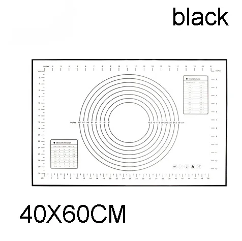Кремниевые подушки для запекания гильзы тесто для пиццы чайник раскатки теста с антипригарным покрытием коврик гриль подкладка для замешивания теста прокатки тесто лист Пособия по кулинарии инструменты - Цвет: 40X60 BLACK