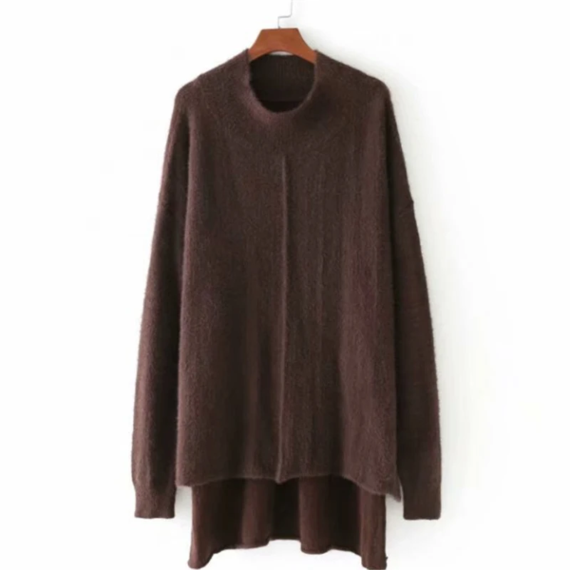 Women Harajuku Sweaters Half High Collar Irregular Long Sleeved Plus Size Top Coats Autumn 2018 Hot Sale Loose Fashion Sweater | Женская