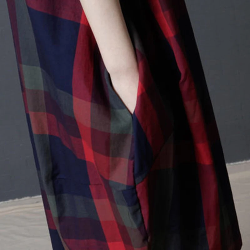 Хлопковое льняное платье миди красное/оранжевое летнее женское с коротким