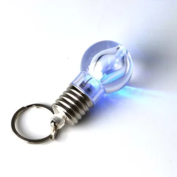 

New Arrival 1 pcs Lovely Clear LED Light Lamp Bulb Keychain Silver Novelty Lighting Bulb Keychain