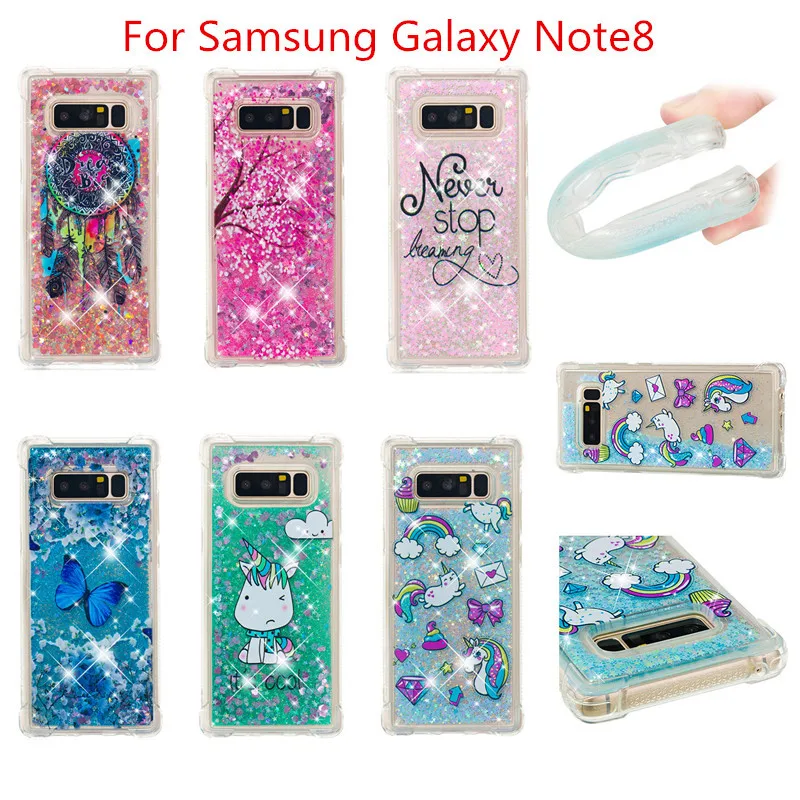 Liquid Case for Samsung Galaxy A6 A8 Plus 2018 S8 S9 Plus S6 S7 Edge Note8 Note9 S5 S6edge Glitter Love Silicone PC Full Cover (1)