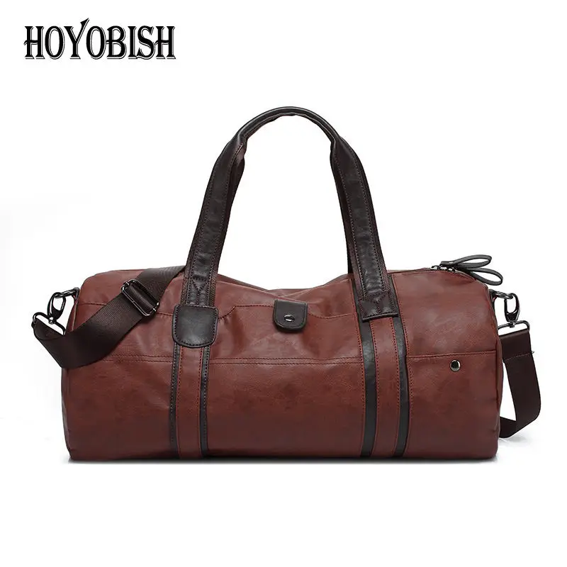 HOYOBISH Korean Style Leather Travel Shoulder Bags For Men 2018 Waterproof Men and Women Duffle Handbags saco de viagem OH210 HOYOBISH Korean Style Leather Travel Shoulder Bags For Men 2018 Waterproof Men and Women Duffle Handbags saco de viagem OH210