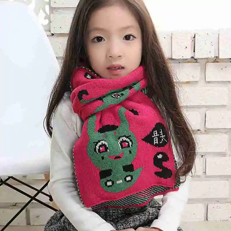 Winter Scarf Kids Knitted Cartoon Cute Scarves Girl Patchwork Colourful font b Tartan b font Foulard