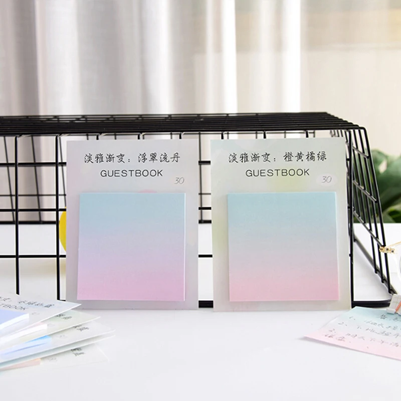 

New 30 Sheets Gradient Light Color Sticker N Times Sticky Notes Escolar Papelaria School Supply Bookmark Label