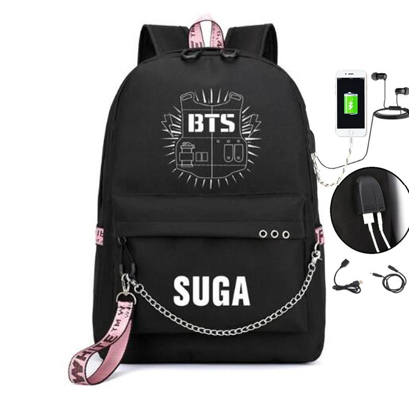 

Fashion BTS Backpack School Bags for Teenage Girls Travel Shoulder Backpack Bags Canvas Print BTS Rucksack Laptop Backpack