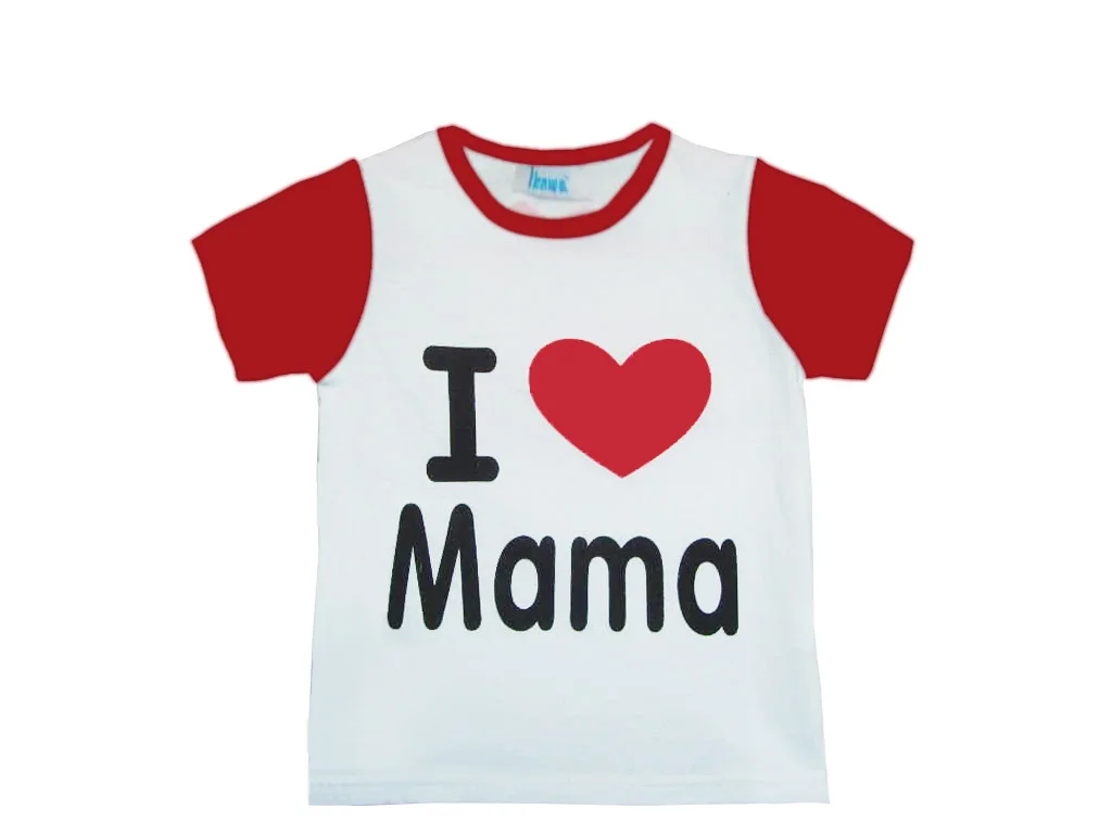

5pcs Anyongzu Fashion Short Love Mom And Dad shirt Red Black Baby T-shirt Pure Cotton 5 sizes 80 90 95 100 110