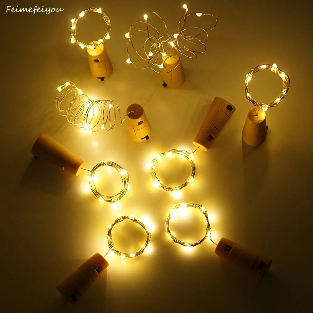 10PCS Led Bottle Cork Light String Button Battery Waterproof 1.5M 2M Fairy Lights String For  Wedding Party Decoration