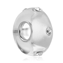 Crystal Stone White Clear Murano Glass Bead Charms Fit Pandora Style charms bracelet necklace fashion Jewelry