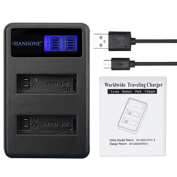 

5PCS AHDBT-401 Charger 2 Slot LCD USB Dual Charger for Gopro Hero 4 Go Pro Hero4 AHDBT 401 Action camera Accessories Battery