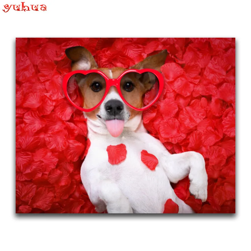 DIY 3D Diamond painting Cross stitch Animal Round Diamond mosaic paintings Full Square Diamond embroidery dierlijk colorful dogs_