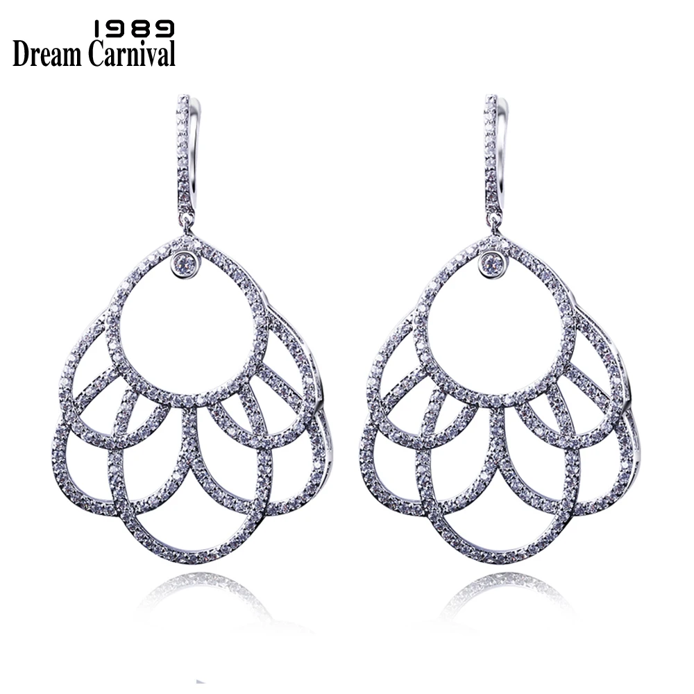 

DreamCarnival 1989 Full Paved Zircon Setting Stones Jewellery Statement Boucles d'oreilles Dangle long Drop Earrings