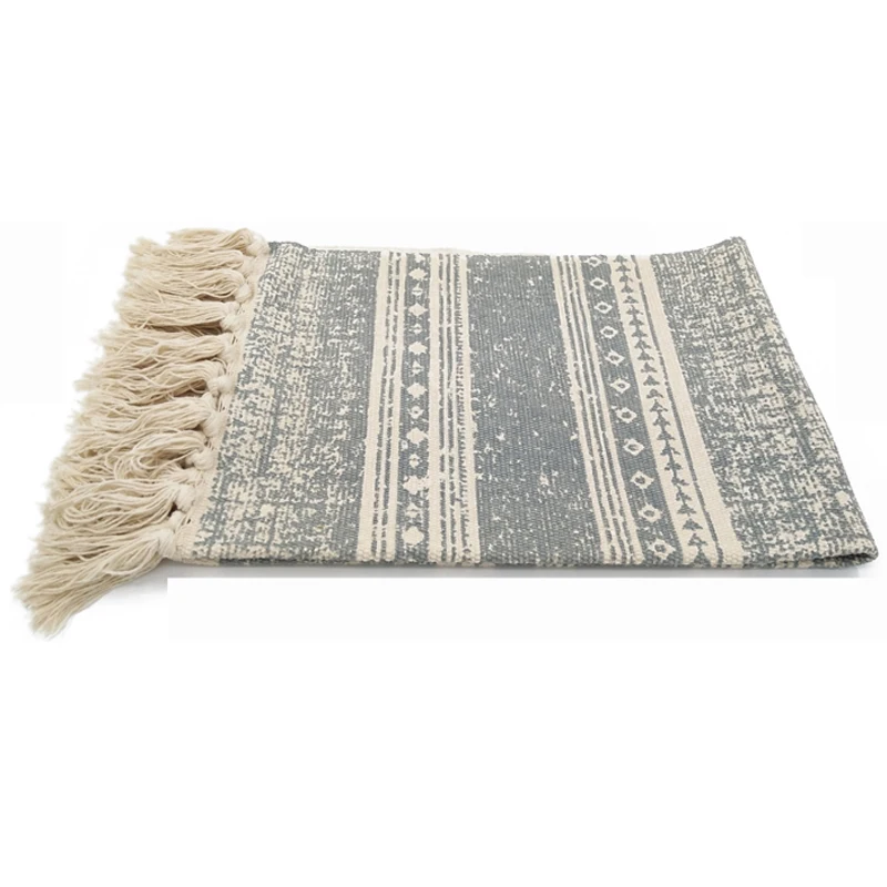 Европейский Модный хлопковый ковер ручной работы в стиле ретро с полосками и кисточками, нескользящий моющийся прочный ковер для гостиной
