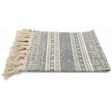 Европейский Модный хлопковый ковер ручной работы в стиле ретро с полосками и кисточками, нескользящий моющийся прочный ковер для гостиной