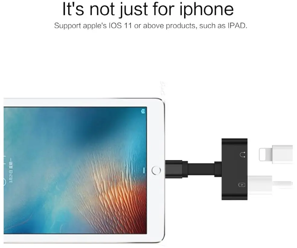 

Light Portable Adapter Converter For Iphone 7/8/X Support iOS 10.3/11 Charging Music or Call For Lightning Headphone Audio