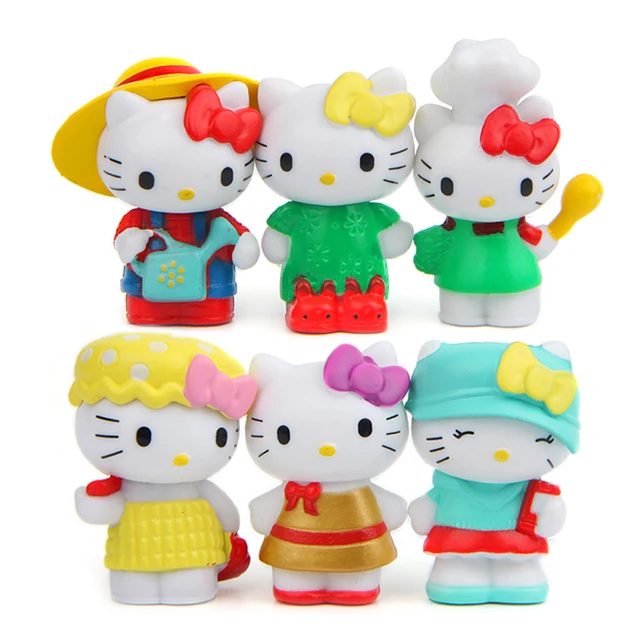 Us 662 21 Off6 Sztukpartia Dziewczyny Hello Kitty Rysunek Zabawki Słodkie Anime Hello Kitty Cat Pcv Ciasto Pieczenia Modelu Dekoracji Dzieci