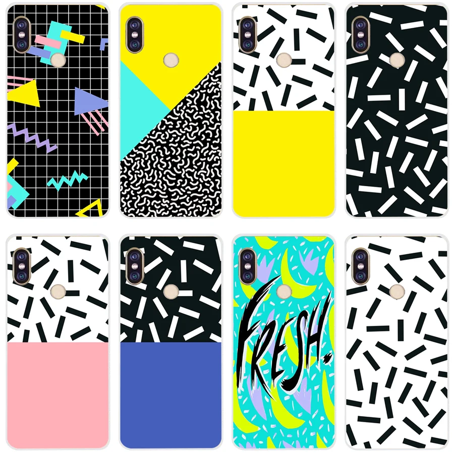 

65H memphis pattern Soft Silicone Tpu Cover phone Case for xiaomi redmi 6 pro 5 plus note 6 pro 4 4x mi 8