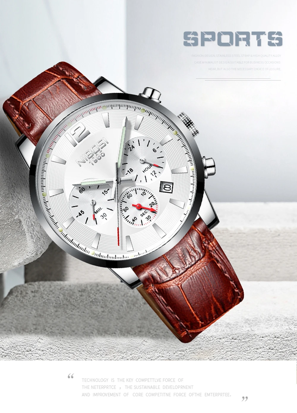 NIBOSI мужские s часы лучший бренд класса люкс автоматические мужские часы кожаные спортивные водонепроницаемые часы Relogio Masculino кварцевые часы для мужчин