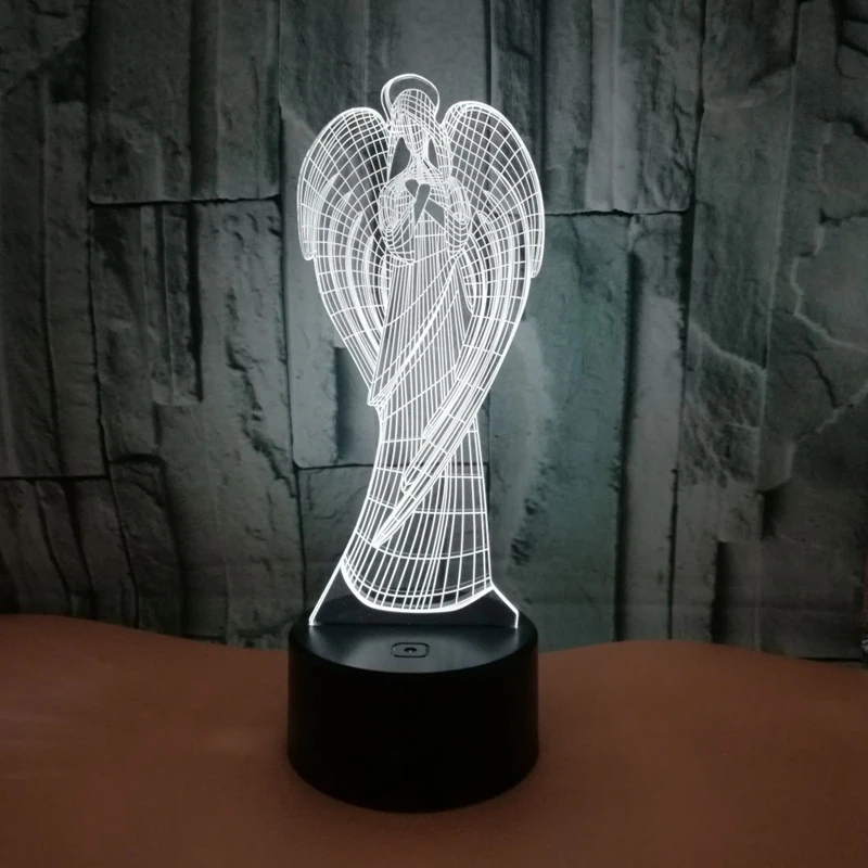 Colorful Angel Shape 3D Touch Led Night Light Home Office Atmosphere Table Lamp for Children Kids Gift USB Light Fixture (12)