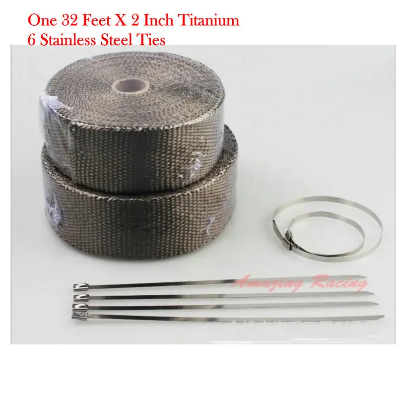 MOKALI Titanium Exhaust Tape 2 Inch x 32 Feet Manifold Wrap Lava Fiber
