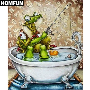 

HOMFUN Full Square/Round Drill 5D DIY Diamond Painting "Frog shower" 3D Embroidery Cross Stitch 5D Home Decor Gift A00632