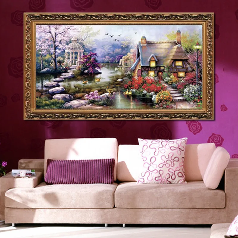 

[ Super deals ]68*38 Needlework,DMC Cross stitch,Sets For Embroidery kits,Garden Cottage Pattern Cross-Stitching,Wall Home Decro