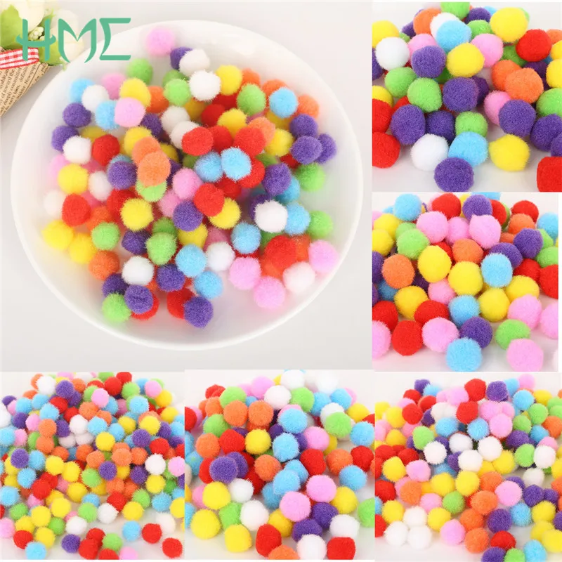 

HMC Crafts Size 10/15/20/25/30mm Random Mix colors Pompoms Soft Pom Poms balls For Handmade DIY Wedding Decoration Accessories