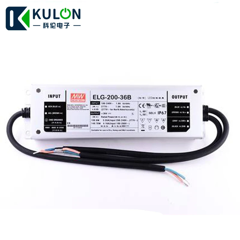 MEAN WELL Источник питания ELG-200-36B 200 Вт 36 В 5.55A IP67 Meanwell dimmable светодиодный драйвер ELG-200 типа B