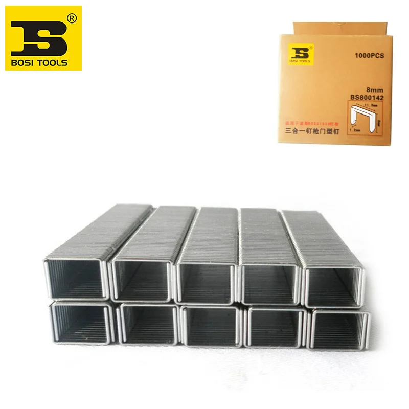 

Free Shipping BOSI 1000pc/pack Standard Chisel Point Staples 8/25inch/8mm leg long