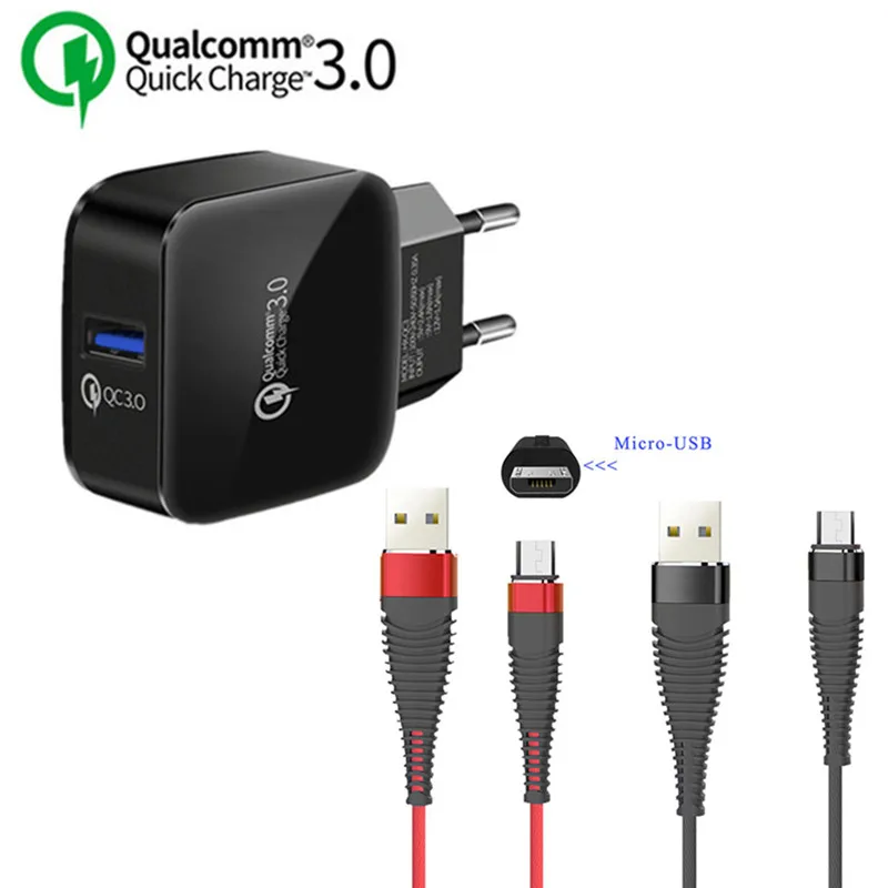 

QC 3.0 Fast USB Phone Charger or Nylon Micro usb charger Cords For Nokia 3.1 5.1 Lumia 640 730 1520 Moto LG G3S G4 K7 K8 K10 K50