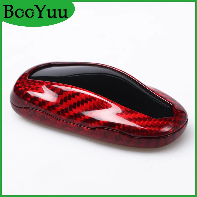 

BooYuu Carbon Fiber Trendy Red Remote Key Car key shell key Case key Cover For Tesla Model X Model S Car Accessories