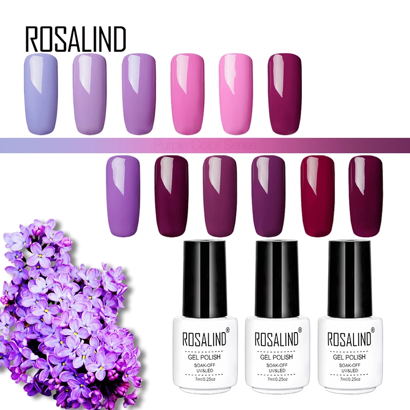 

ROSALIND Gel 1S 7ML Purple Pink Color Series Gel Nail Polish For Nail Extension Design Manicure Need Top Base UV Gel Varnishes