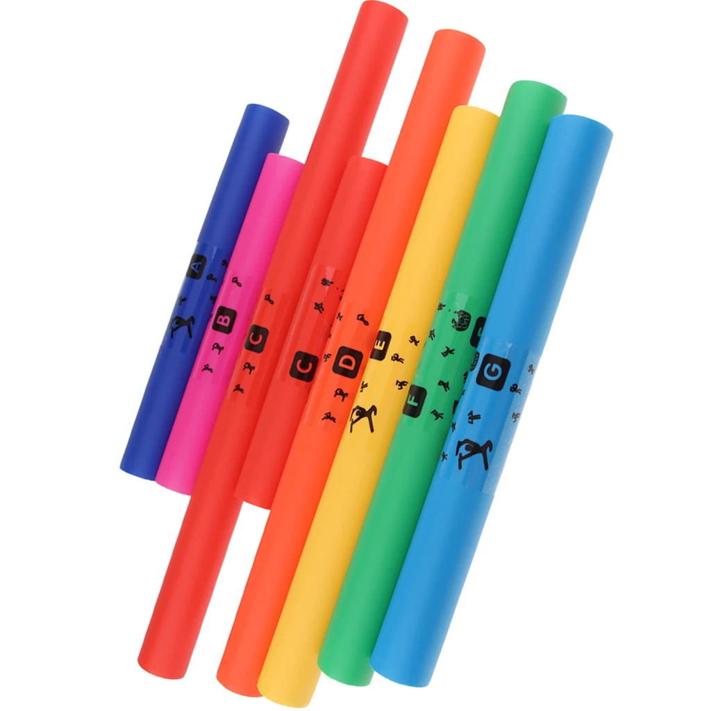 8 Tones C Major Diatonic Scale Set Percussion Instrument Tubes Multicolor Kids Musical Toys Gift