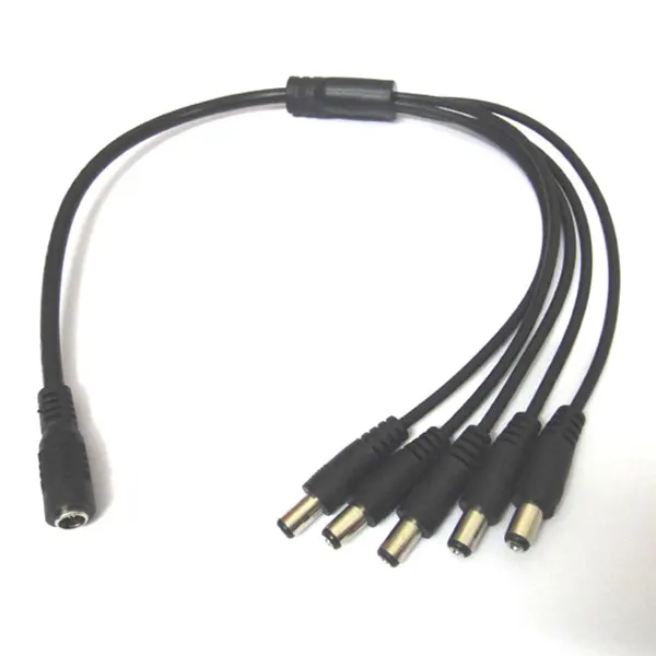 DC Мощность Splitter кабель 1 Женский до 5 Мужской Шнур адаптер 1 до 5 DC 2.1 мм для видеонаблюдения Камера