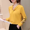 Retro Embroidered Chiffon Blouse Women Long Sleeves V-neck Loose Thin Shirt Spring Autumn Office Ladies Plus Size Tops H9050 1