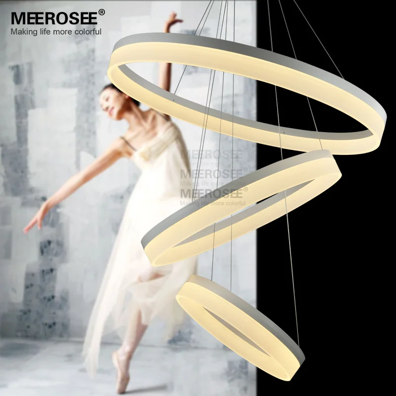 

New LED Chandelier Light Fitting Modern LED Ring Suspension Drop Lamp White Acrylic Lustre Chandelier Lighting for Foyer MD5060