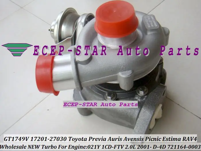 Турбокомпрессор GT1749V 721164 0003 17201 27030 для TOYOTA RAV4 Previa Auris Avensis пикника Estima 021Y 1CD FTV