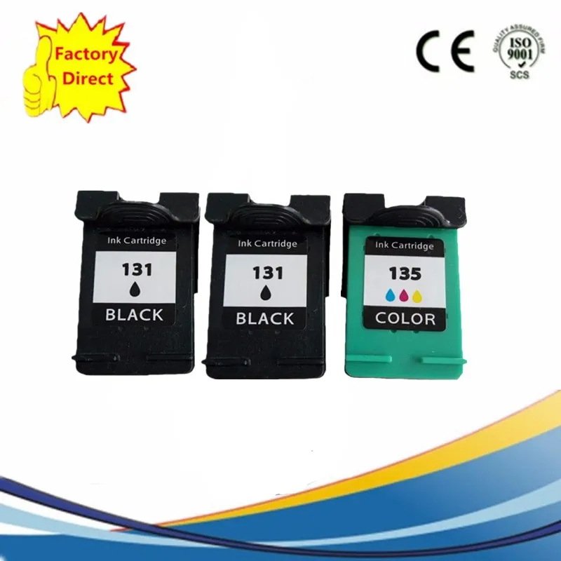 1SET 1BK Струйные чернила картридж для принтера тонер для HP131 135 XL Officejet 7410 H470 H470wbt Photosmart 2573 2575v 2575xi 2613 - Цвет: 1SET 1BK