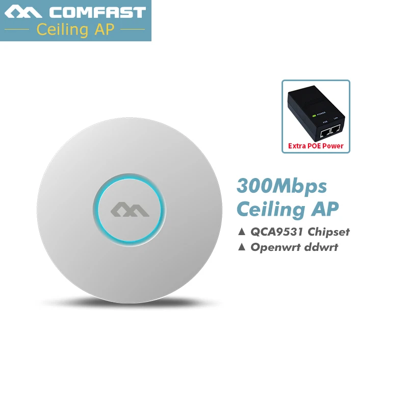 

COMFAST 300Mbps Wireless Indoor AP 802.11b/g/n WiFi Ceiling AP QCA9531 AP With 16 Flash 48V POE Access Point CPE CF-E320N-V2.0