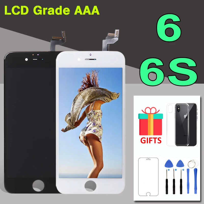 1 шт. AAA качество ЖК-дисплей для iPhone 6 6 S экран сенсорный дигитайзер с полным дисплеем Замена 4," дюймовый черный белый 6 S ЖК-дисплей