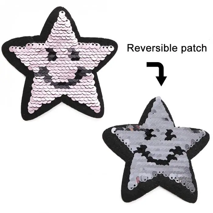 Lovely Change Color Sequins Patch Reversible Sew On Star Tower For Clothes DIY Clothing Coat Hogard JY24