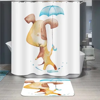 

Number Print Waterproof Shower Curtain Polyester Fabric Bath Curtain Home Bathroom Curtains with 12 Hooks Shower Curta
