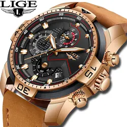 LIGE мужские часы 30 м водостойкие мужские часы лучший бренд класса люкс стальные часы хронограф мужские часы подарок золотые часы мужские