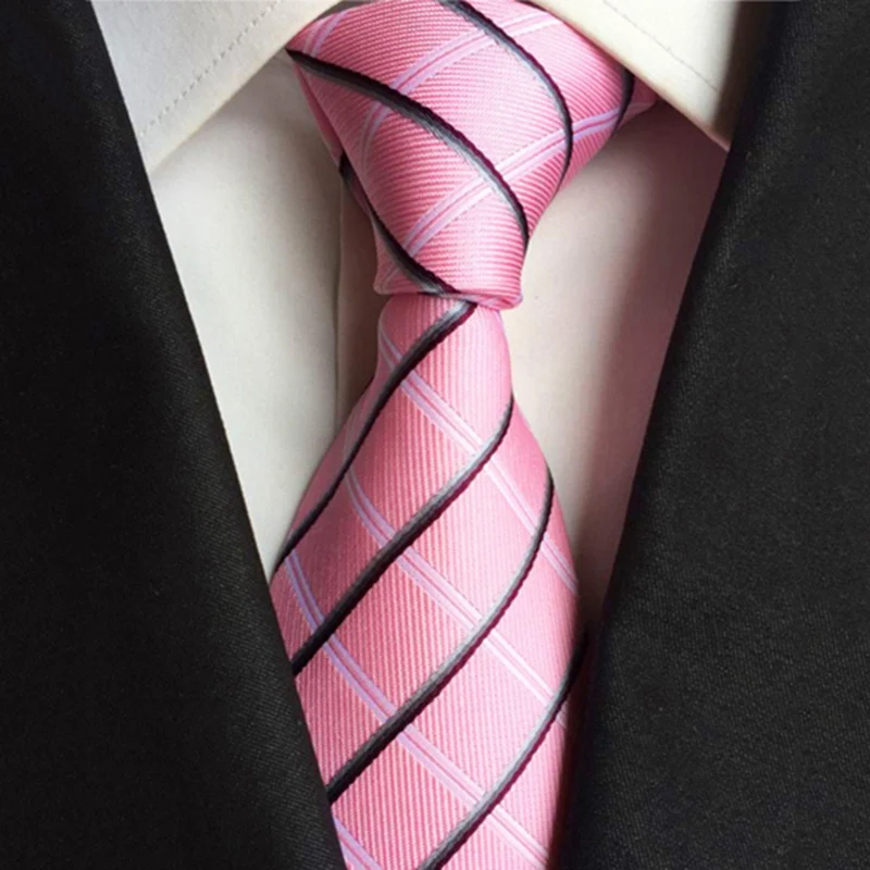 Новые розовые шелковые мужские галстуки свадебные официальный деловой костюм галстуки для женщин в полоску жаккардовый плетеный галстук