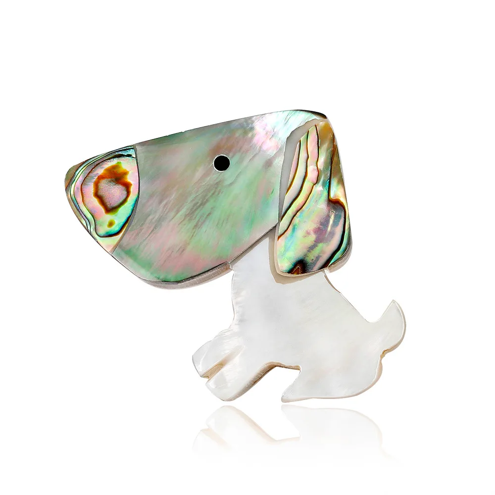 

Brooches Dog Nature Shell Animal Brooches Pins High Quality Women Fashion Dog Brooch Pins Dropshipping
