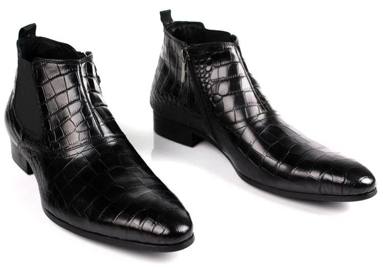 Мужские ботильоны в стиле ретро из крокодиловой кожи коричневого, коричневого, коричневого и черного цветов; ботинки «Челси» из натуральной кожи; Мужские модельные туфли в деловом стиле