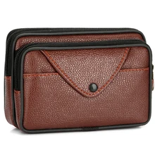 Мужская поясная сумка на молнии, сумки для мобильного телефона, коричневый, черный кошелек для мелочи из искусственной кожи, хорошее качество, сумка, повседневная сумка на пояс, мужские кошельки