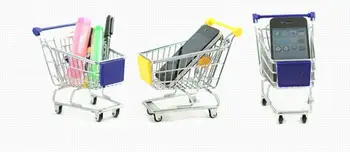 

DHL 60pcs/lot Hot Fashion Mini Supermarket Hand Trolleys Mini Shopping Cart Desktop Decoration Storage Phone Holder Baby Toy