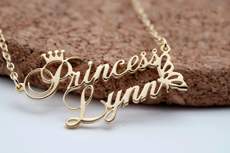  2019 Couple Name Necklaces Stainless Steel Rose Gold Personalized Custom Corwn Butterfly With Name 