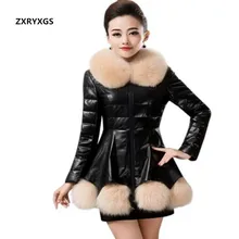 Высококачественная хлопковая одежда большого размера 4XL зимнее пальто из искусственной кожи с искусственным мехом модный искусственный Лисий мех меховой воротник один оверс