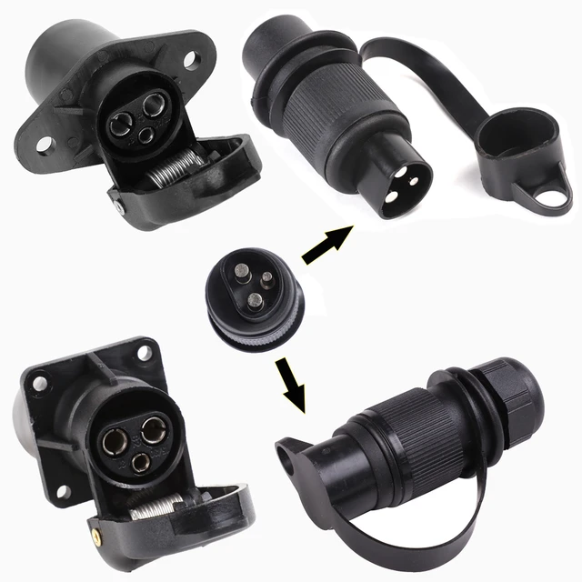 de plástico impermeables para remolque de coche, adaptador de enchufe y enchufe europeo de 3 12V, para tractores, autocaravanas y camiones - AliExpress